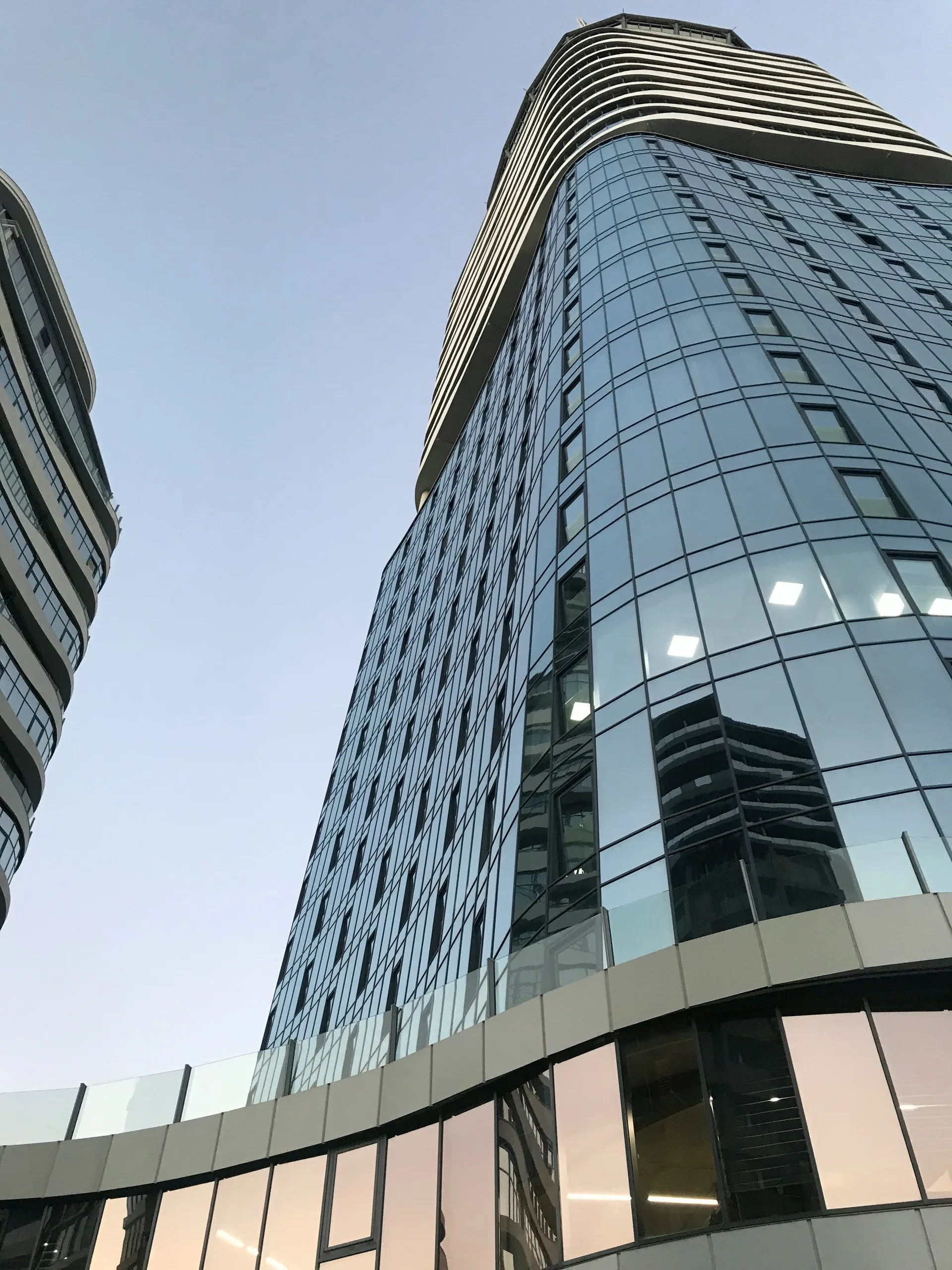 Modern business district in Tbilisi with glass office towers